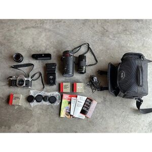 Canon AE-1 Program 35mm SLR Film Camera with 50mm and 200mm lens Kit